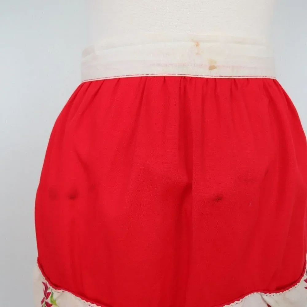 VINTAGE 50s/60s Poinsettia Christmas Half Apron